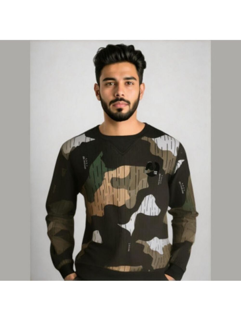 Scotch & Soda Men’s Amsterdams Blauw Camo Signature Crew Neck Sweatshirt